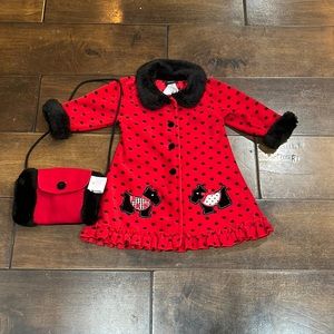 Adorable 18Months Girls Holiday Coat with Purse/Hand-warmer
